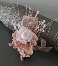 Load image into Gallery viewer, Blush & white preserved French peony corsage & buttonhole AB2139 - School formal, prom, graduation
