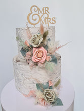 Load image into Gallery viewer, Sage & blush floral cake topper x 2 - wedding, engagement, birthday