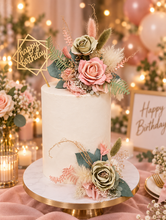 Load image into Gallery viewer, Sage & blush floral cake topper x 2 - wedding, engagement, birthday