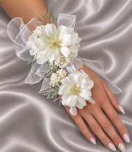 Load image into Gallery viewer, White everlasting flowers corsage & buttonhole AB2144 - School formal, prom, graduation