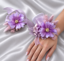 Load image into Gallery viewer, Purple violet everlasting flowers corsage & buttonhole AB2146 - School formal, prom, graduation