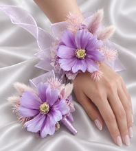 Load image into Gallery viewer, Purple violet everlasting flowers corsage & buttonhole AB2146 - School formal, prom, graduation