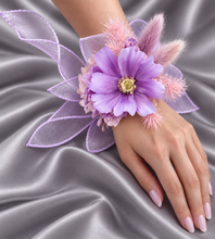 Load image into Gallery viewer, Purple violet everlasting flowers corsage & buttonhole AB2146 - School formal, prom, graduation