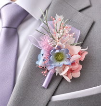 Load image into Gallery viewer, Pastel multicolour everlasting flowers corsage & buttonhole AB2147 - School formal, prom, graduation