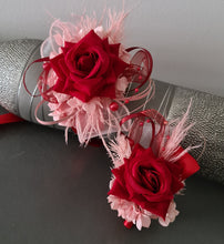 Load image into Gallery viewer, Pink & bright red everlasting flowers corsage & buttonhole AB2148 - School formal, prom, graduation