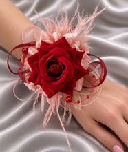 Load image into Gallery viewer, Pink & bright red everlasting flowers corsage & buttonhole AB2148 - School formal, prom, graduation