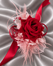 Load image into Gallery viewer, Pink & bright red everlasting flowers corsage & buttonhole AB2148 - School formal, prom, graduation