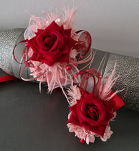 Load image into Gallery viewer, Pink & bright red everlasting flowers corsage & buttonhole AB2148 - School formal, prom, graduation