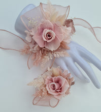 Load image into Gallery viewer, Preserved dusty pink mini roses corsage & buttonhole AB2149 - School formal, prom, graduation
