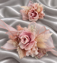 Load image into Gallery viewer, Preserved dusty pink mini roses corsage & buttonhole AB2149 - School formal, prom, graduation
