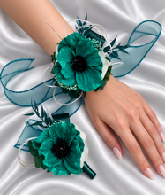 Load image into Gallery viewer, Emerald everlasting flowers corsage & buttonhole AB2151 - School formal, prom, graduation