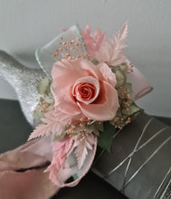 Load image into Gallery viewer, Sage and pink / peach preserved flowers corsage & buttonhole AB2152 - School formal, prom, graduation