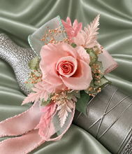 Load image into Gallery viewer, Sage and pink / peach preserved flowers corsage & buttonhole AB2152 - School formal, prom, graduation