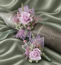 Load image into Gallery viewer, Sage and violet preserved flowers corsage & buttonhole AB2153 - School formal, prom, graduation