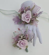 Load image into Gallery viewer, Sage and violet preserved flowers corsage & buttonhole AB2153 - School formal, prom, graduation
