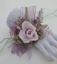 Load image into Gallery viewer, Sage and violet preserved flowers corsage & buttonhole AB2153 - School formal, prom, graduation