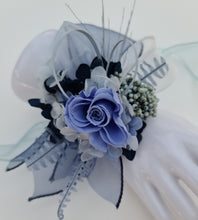 Load image into Gallery viewer, Blue shades preserved flowers corsage & buttonhole AB2154 - School formal, prom, graduation
