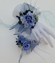 Load image into Gallery viewer, Blue shades preserved flowers corsage & buttonhole AB2154 - School formal, prom, graduation