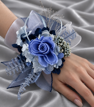 Load image into Gallery viewer, Blue shades preserved flowers corsage & buttonhole AB2154 - School formal, prom, graduation
