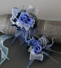 Load image into Gallery viewer, Blue shades preserved flowers corsage & buttonhole AB2154 - School formal, prom, graduation