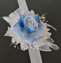 Load image into Gallery viewer, Sprayed blue rose everlasting flowers corsage & buttonhole AB2159 - School formal, prom, graduation