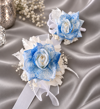 Load image into Gallery viewer, Sprayed blue rose everlasting flowers corsage & buttonhole AB2159 - School formal, prom, graduation
