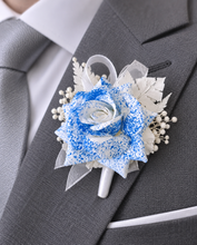 Load image into Gallery viewer, Sprayed blue rose everlasting flowers corsage & buttonhole AB2159 - School formal, prom, graduation