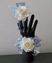 Load image into Gallery viewer, Shades of blue & white everlasting flowers corsage & buttonhole AB2161 - School formal, prom, graduation