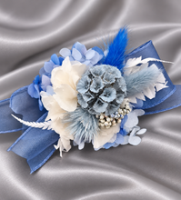 Load image into Gallery viewer, Shades of blue preserved flowers corsage & buttonhole AB2162 - School formal, prom, graduation