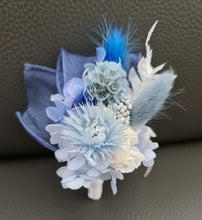 Load image into Gallery viewer, Shades of blue preserved flowers corsage & buttonhole AB2162 - School formal, prom, graduation