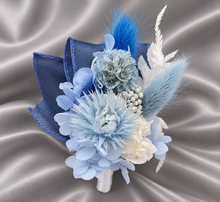 Load image into Gallery viewer, Shades of blue preserved flowers corsage & buttonhole AB2162 - School formal, prom, graduation