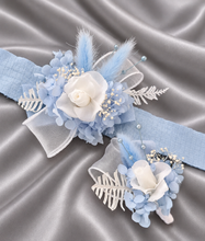 Load image into Gallery viewer, Baby blue preserved flowers corsage & buttonhole AB2163 - School formal, prom, graduation
