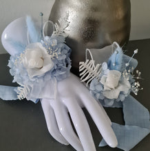 Load image into Gallery viewer, Baby blue preserved flowers corsage & buttonhole AB2163 - School formal, prom, graduation
