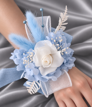 Load image into Gallery viewer, Baby blue preserved flowers corsage & buttonhole AB2163 - School formal, prom, graduation