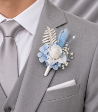 Load image into Gallery viewer, Baby blue preserved flowers corsage & buttonhole AB2163 - School formal, prom, graduation