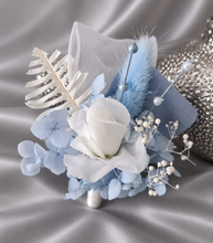 Load image into Gallery viewer, Baby blue preserved flowers corsage & buttonhole AB2163 - School formal, prom, graduation