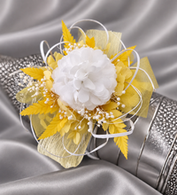 Load image into Gallery viewer, Yellow everlasting flowers corsage AB2164 - School formal, prom, graduation