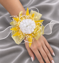 Load image into Gallery viewer, Yellow everlasting flowers corsage AB2164 - School formal, prom, graduation
