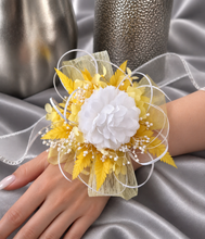 Load image into Gallery viewer, Yellow everlasting flowers corsage AB2164 - School formal, prom, graduation