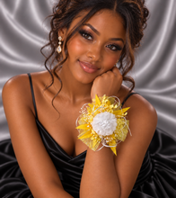 Load image into Gallery viewer, Yellow everlasting flowers corsage AB2164 - School formal, prom, graduation