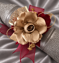 Load image into Gallery viewer, Burgundy and gold everlasting flowers corsage & buttonhole AB2166 - School formal, prom, graduation