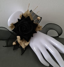 Load image into Gallery viewer, Black & gold everlasting flowers corsage AB2167 - School formal, prom, graduation