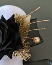 Load image into Gallery viewer, Black & gold everlasting flowers corsage AB2167 - School formal, prom, graduation