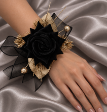 Load image into Gallery viewer, Black & gold everlasting flowers corsage AB2167 - School formal, prom, graduation