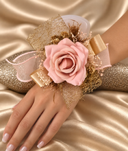 Load image into Gallery viewer, Blush & gold everlasting flowers corsage AB2170 - School formal, prom, graduation