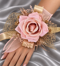 Load image into Gallery viewer, Blush & gold everlasting flowers corsage AB2170 - School formal, prom, graduation