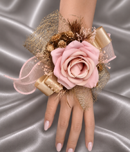 Load image into Gallery viewer, Blush & gold everlasting flowers corsage AB2170 - School formal, prom, graduation