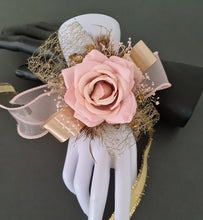 Load image into Gallery viewer, Blush & gold everlasting flowers corsage AB2170 - School formal, prom, graduation