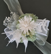 Load image into Gallery viewer, Sage & white preserved flowers corsage AB2171 - School formal, prom, graduation