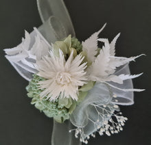 Load image into Gallery viewer, Sage & white preserved flowers corsage AB2171 - School formal, prom, graduation